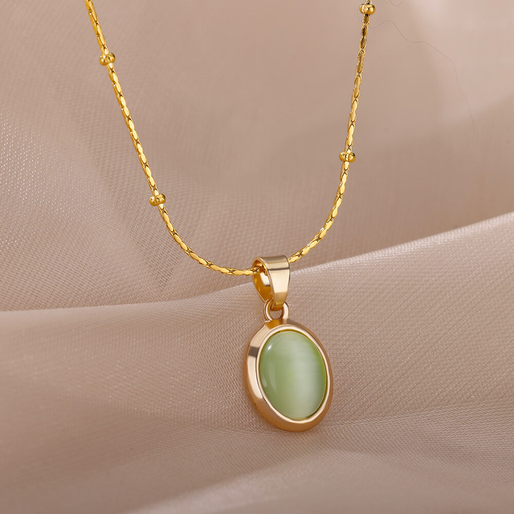 Birth Flower Necklace - Mode Steen Opaal Ovale Ketting Voor