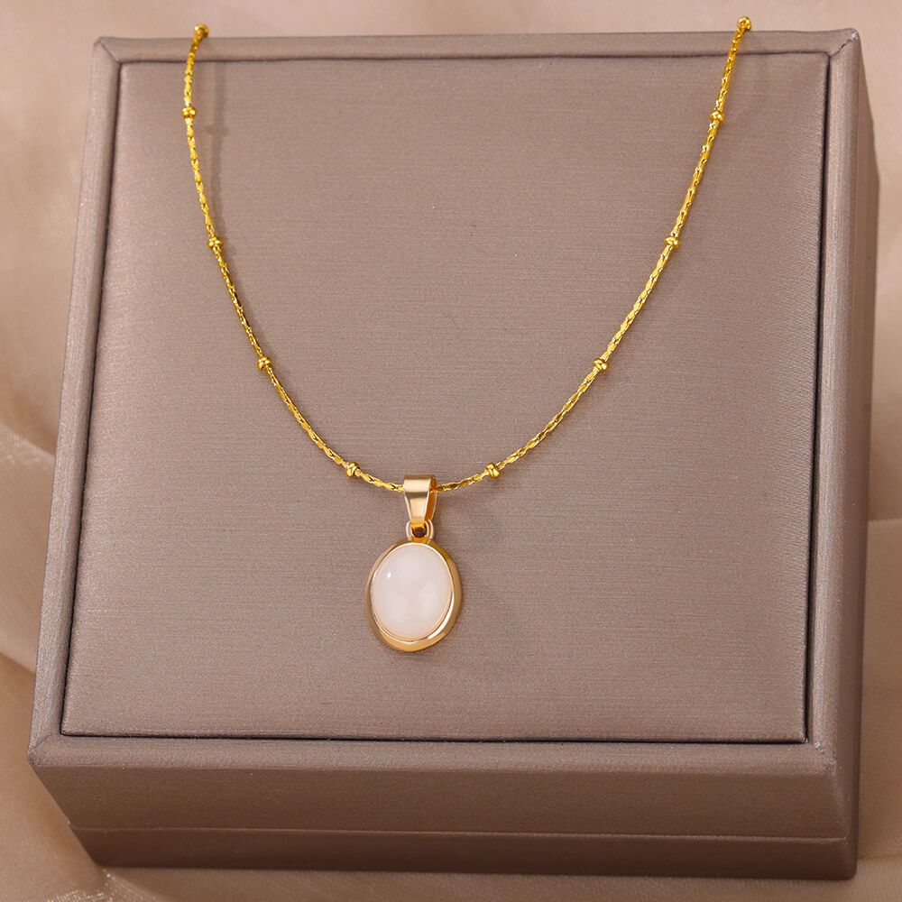 Mode Steen Opaal Ovale Ketting - Birth Flower Necklace recensie en prijs